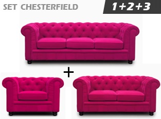 Set Chesterfield Rose en velours