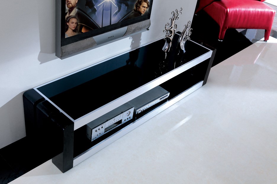 Meuble télé Marley en bois laqué Noir