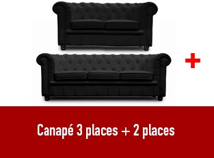 Set 2 canapés Chesterfield 3 et 2 places noir