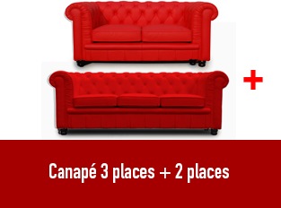 Set 2 canapés Chesterfield 3 et 2 places rouge