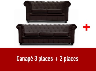 Set 2 canapés Chesterfield 3 et 2 places marron