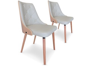 Chaises Design Cléopâtre Chêne Clair et Crème VENDU PAR 2