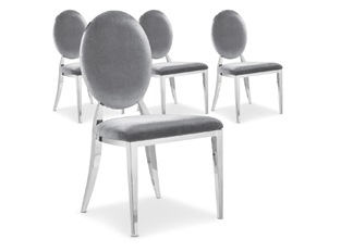 Chaises Design Sara Velours Argent VENDU PAR 4