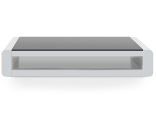 Table basse Future blanc verre noir
