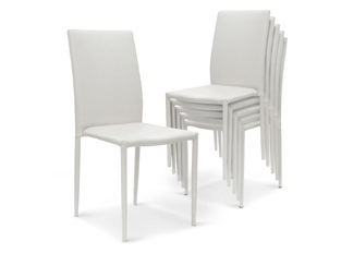 Chaises Design empilables Aloa simili-cuir Blanc VENDU PAR 6