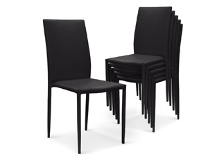 Chaises Design empilables Aloa simili-cuir Noir VENDU PAR 6