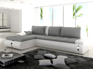 Canapé d'angle convertible design COSI blanc et gris