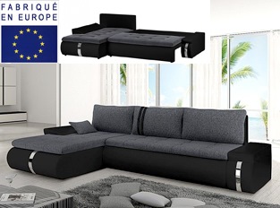 Canapé d'angle convertible design COSI noir et gris