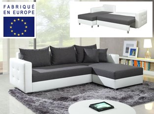 Canapé d'angle convertible design Arona Gris