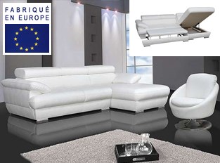 Canapé d'angle convertible design Belle Blanc