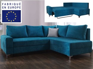 Canapé d'angle convertible design Néon Bleu