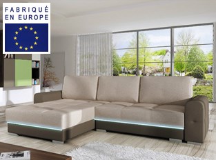Canapé d'angle convertible design Joe Beige