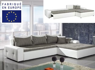 Canapé d'angle convertible design Tommy Gris
