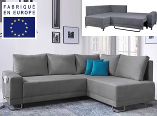 Canapé d'angle convertible design Zaon Gris