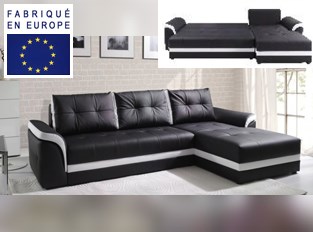 Canapé d'angle convertible design Luxus Noir
