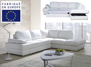 Canapé d'angle convertible design Boss Blanc