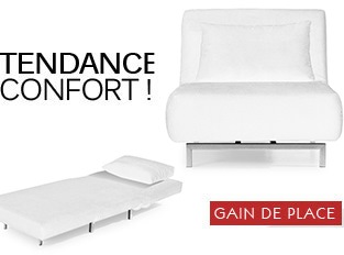 Convertible 1 place Obadia Blanc en tissu