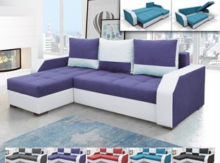 Canapé d'angle réversible convertible design ARIZONA Blanc Violet