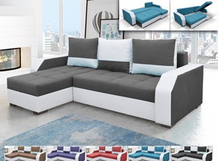 Canapé d'angle réversible convertible design ARIZONA Blanc Gris