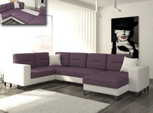 Canapé d'angle convertible design DORA bicolore Blanc Violet
