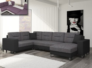 Canapé d'angle convertible design DORA Noir Gris