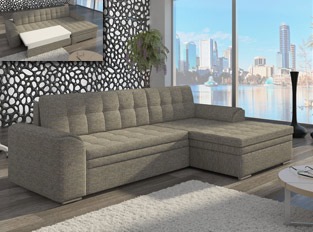 Canapé d'angle convertible design LORA Taupe Tissu