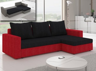 Canapé d'angle convertible design LIVIA Rouge Noir