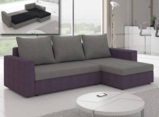 Canapé d'angle convertible design LIVIA Violet Gris