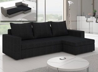 Canapé d'angle convertible design LIVIA Noir