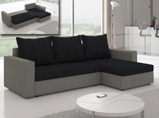 Canapé d'angle convertible design LIVIA Gris Noir