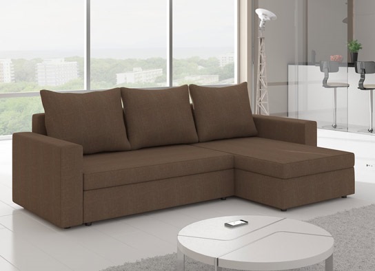 Canapé d'angle convertible design LIVIA Marron