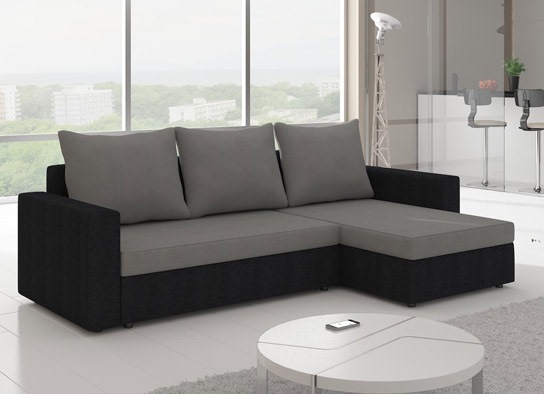 Canapé d'angle convertible design LIVIA Noir Gris
