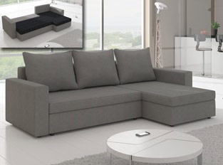 Canapé d'angle convertible design LIVIA Gris