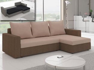 Canapé d'angle convertible design LIVIA Beige Marron