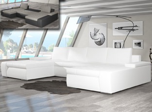 Canapé d'angle universel convertible design MARINA Blanc PU