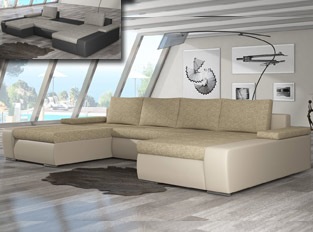 Canapé d'angle universel convertible design MARINA Beige