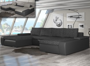 Canapé d'angle universel convertible design MARINA Noir