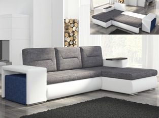 Canapé d'angle convertible design OCTAVIO Blanc Gris