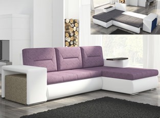 Canapé d'angle convertible design OCTAVIO Blanc Rose