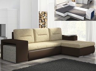 Canapé d'angle convertible design OCTAVIO Marron Beige
