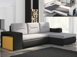 Canapé d'angle convertible design OCTAVIO Noir Gris