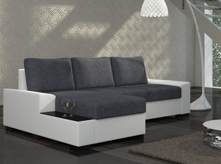 Canapé d'angle convertible design NEGRA Blanc Gris
