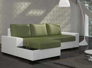 Canapé d'angle convertible design NEGRA Blanc Vert