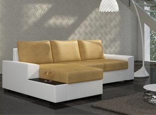 Canapé d'angle convertible design NEGRA Blanc Jaune