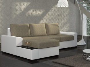 Canapé d'angle convertible design NEGRA Blanc Beige