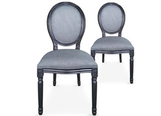 Lot de 2 chaises Louis XVI black velours gris