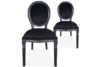 Lot de 2 chaises Louis XVI black velours noir