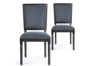 Lot de 2 chaises classiques King black velours gris