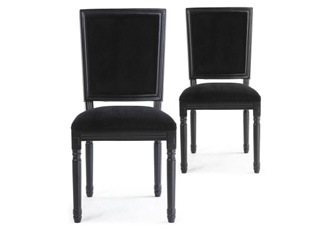 Lot de 2 chaises classiques King black velours noir