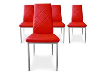 Lot de 4 Chaises Loto rouge